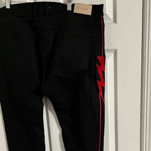 Golden brand black skinny jeans with red lightning bolt down leg - Picture 4 of 9